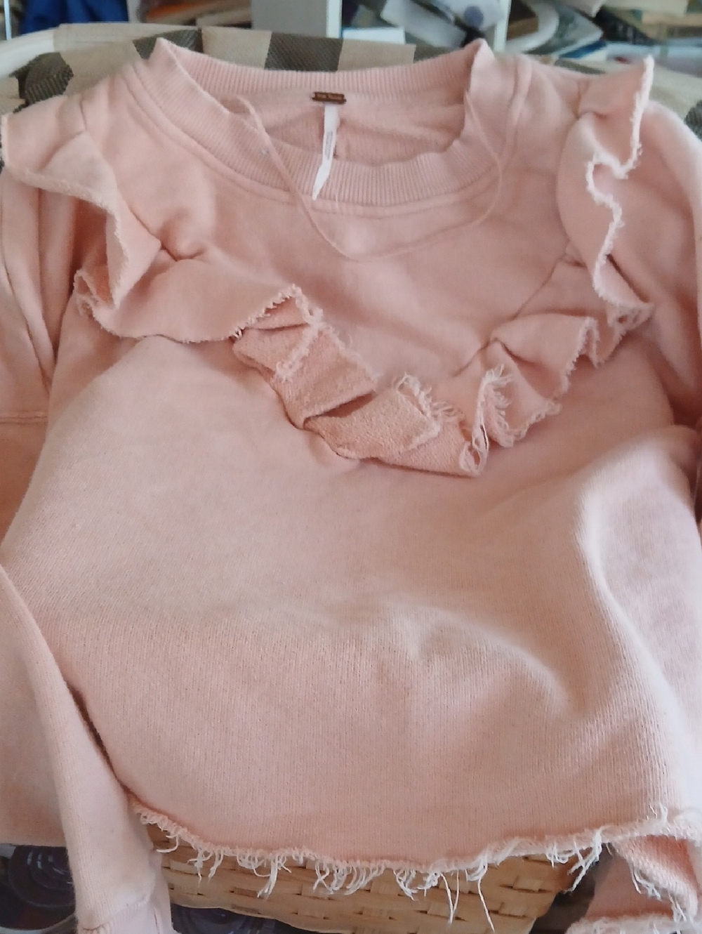 Free People Ruffled Crop Sweatshirt
